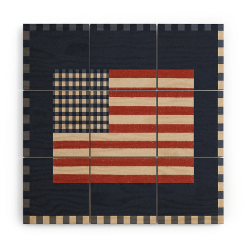 DENY Designs Gingham Flag Wood Wall Mural