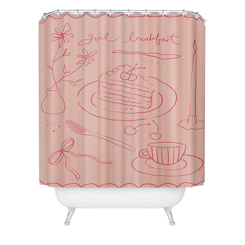 DENY Designs girl breakfast Shower Curtain