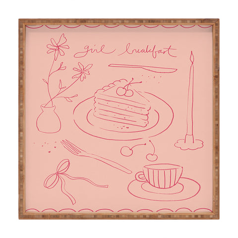 DENY Designs girl breakfast Square Tray