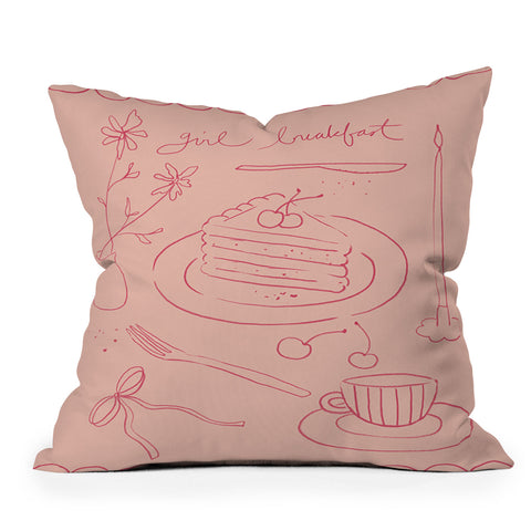 DENY Designs girl breakfast Outdoor Throw Pillow