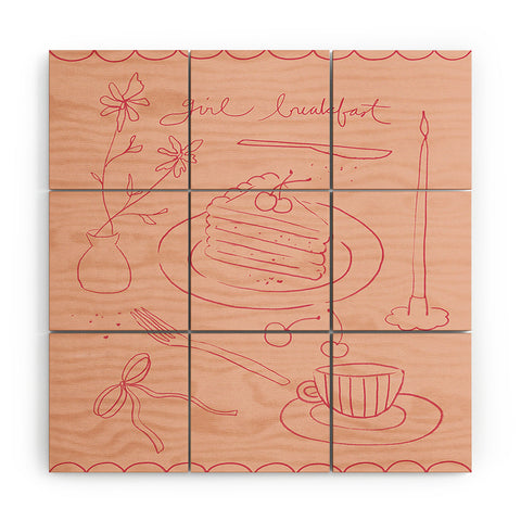 DENY Designs girl breakfast Wood Wall Mural