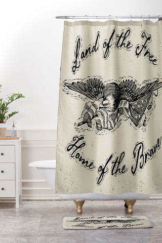DENY Designs Land of the Free Eagle Shower Curtain And Mat