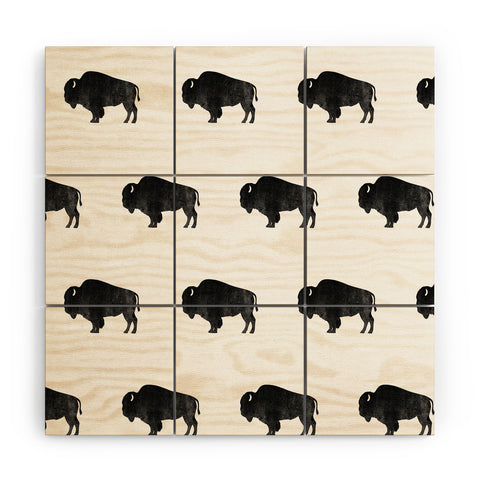 DENY Designs Midnight Bison Wood Wall Mural