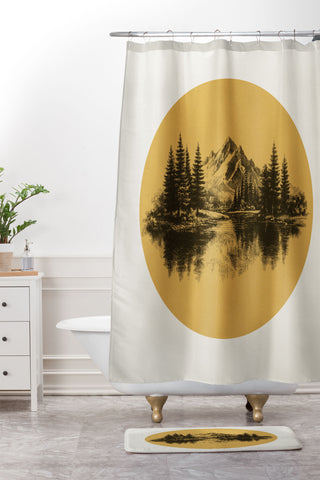 DENY Designs mountain vignette Shower Curtain And Mat