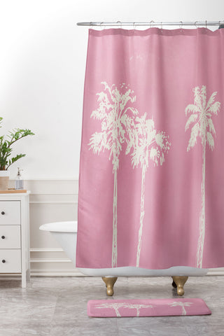 DENY Designs pb pink palm trees Shower Curtain And Mat