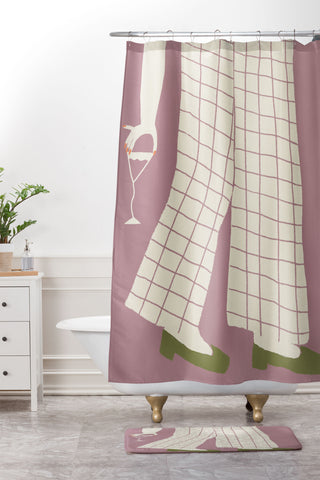 DENY Designs Pinkies Up Whimsy Shower Curtain And Mat