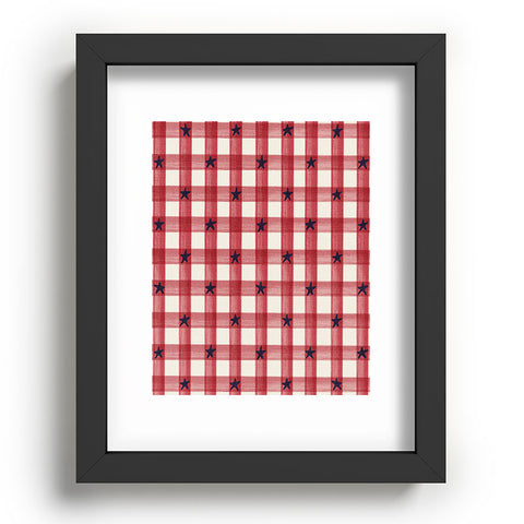 DENY Designs Red Gingham plus Stars Recessed Framing Rectangle