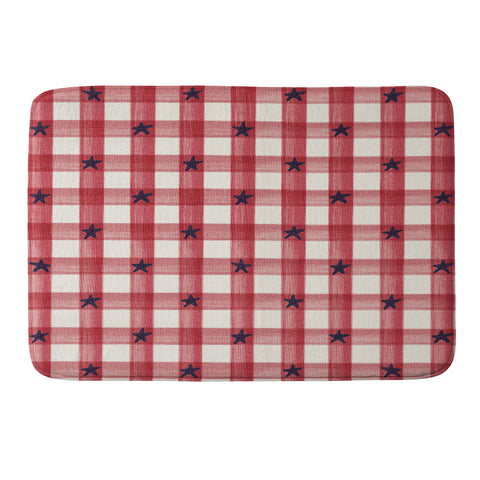 DENY Designs Red Gingham plus Stars Memory Foam Bath Mat
