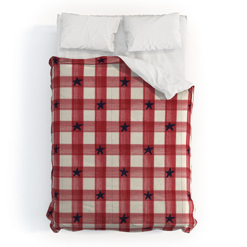 DENY Designs Red Gingham plus Stars Comforter