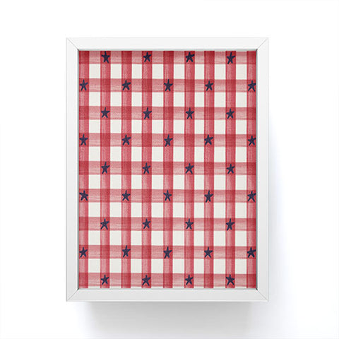 DENY Designs Red Gingham plus Stars Framed Mini Art Print