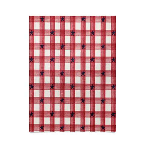 DENY Designs Red Gingham plus Stars Poster