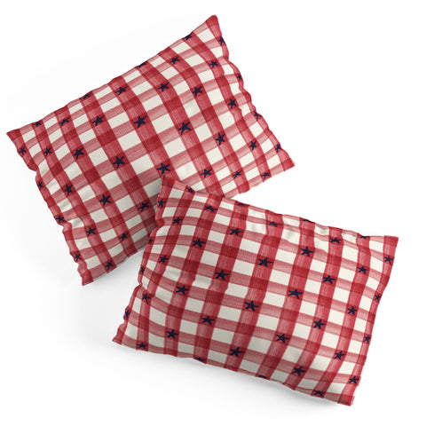 DENY Designs Red Gingham plus Stars Pillow Shams