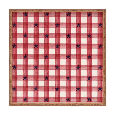 DENY Designs Red Gingham plus Stars Square Tray