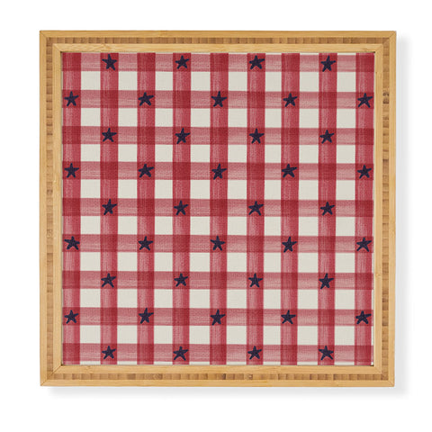 DENY Designs Red Gingham plus Stars Framed Wall Art