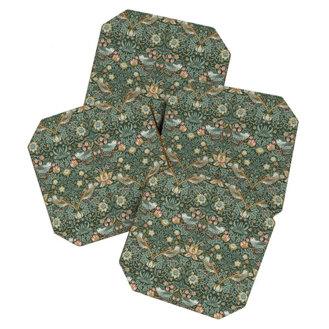 DENY Designs Strawberry Thief Green Coaster Set