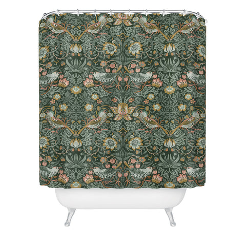 DENY Designs Strawberry Thief Green Shower Curtain