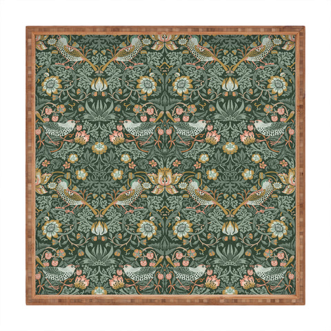 DENY Designs Strawberry Thief Green Square Tray