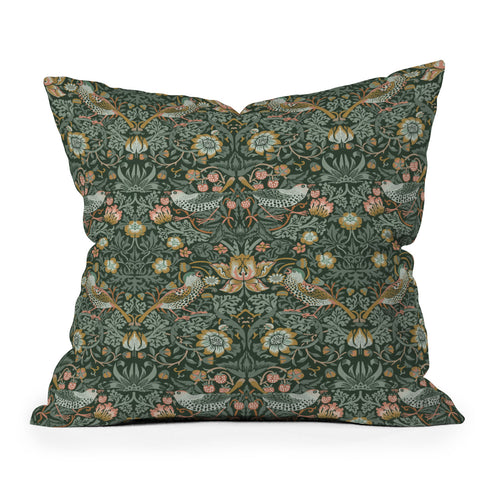 DENY Designs Strawberry Thief Green Outdoor Throw Pillow