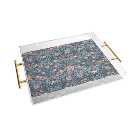 DENY Designs Strawberry Thief Navy Pink Acrylic Tray