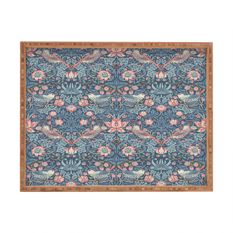 DENY Designs Strawberry Thief Navy Pink Rectangular Tray