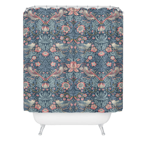 DENY Designs Strawberry Thief Navy Pink Shower Curtain