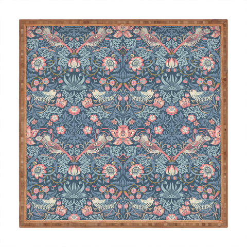 DENY Designs Strawberry Thief Navy Pink Square Tray