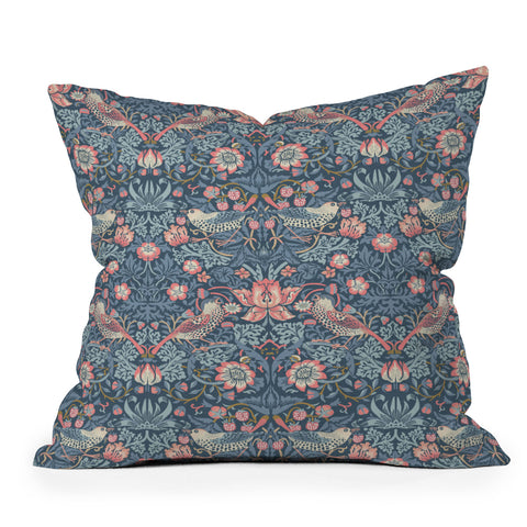 DENY Designs Strawberry Thief Navy Pink Throw Pillow
