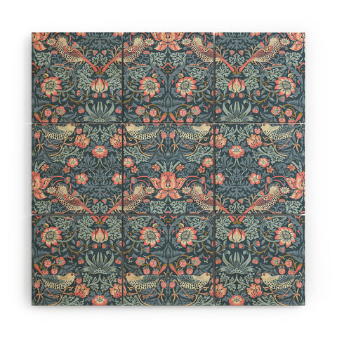 DENY Designs Strawberry Thief Navy Pink Wood Wall Mural