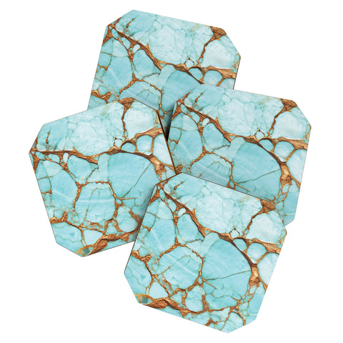 DENY Designs Turquoise Texture Coaster Set
