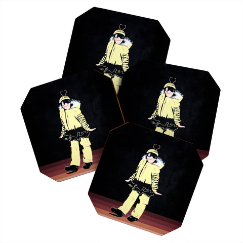 DENY Designs Uptripping Bumblebee Coaster Set