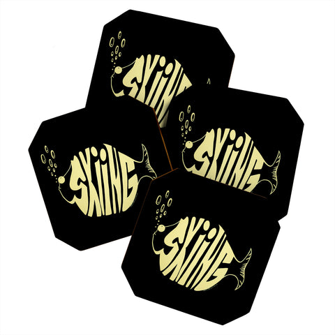 DENY Designs Uptripping Ice Phishing Coaster Set