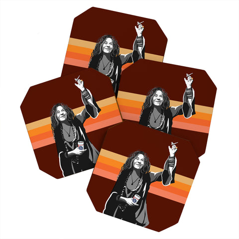 DENY Designs Uptripping Janice Joplin OML Coaster Set