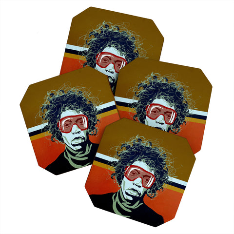 DENY Designs Uptripping Jimmy Hendrix Coaster Set