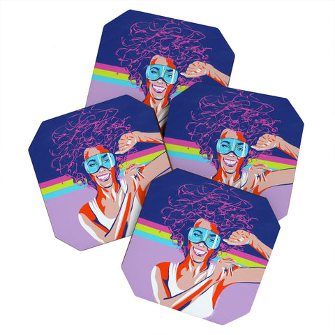 DENY Designs Uptripping Whitney Houston Coaster Set
