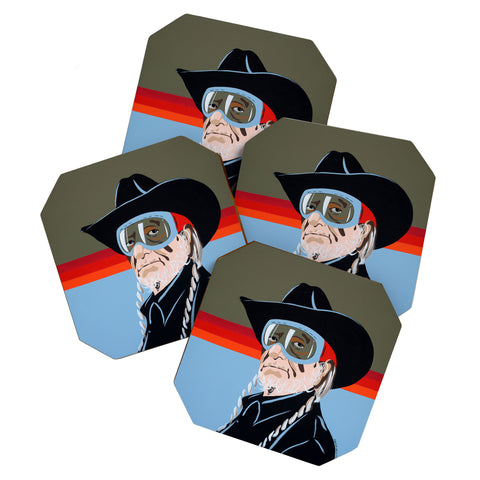 DENY Designs Uptripping Willie Nelson Highwaymen Coaster Set
