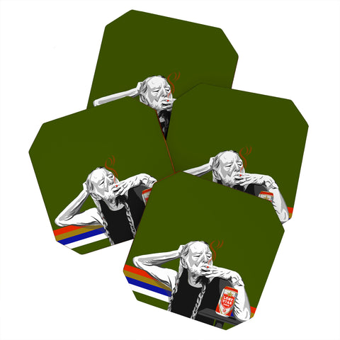 DENY Designs Uptripping Willie Nelson OML Coaster Set