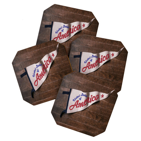DENY Designs USA Stitched Pennant Coaster Set