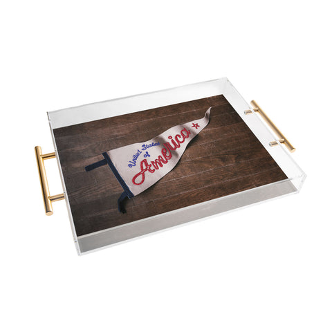 DENY Designs USA Stitched Pennant Acrylic Tray