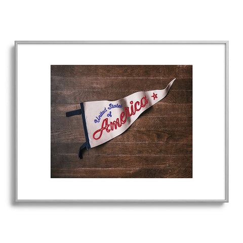 DENY Designs USA Stitched Pennant Metal Framed Art Print