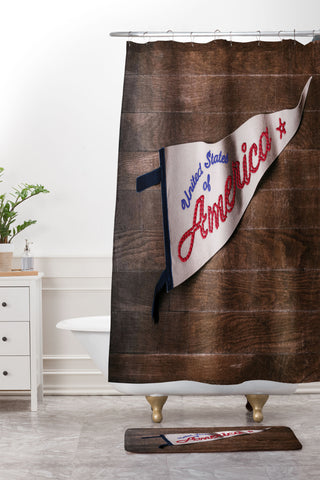 DENY Designs USA Stitched Pennant Shower Curtain And Mat