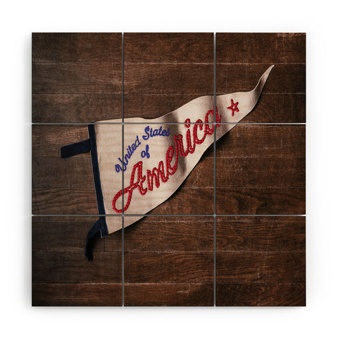 DENY Designs USA Stitched Pennant Wood Wall Mural