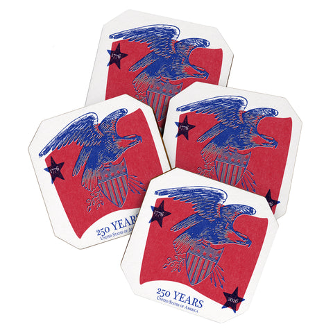 DENY Designs Vintage Eagle Shield Coaster Set