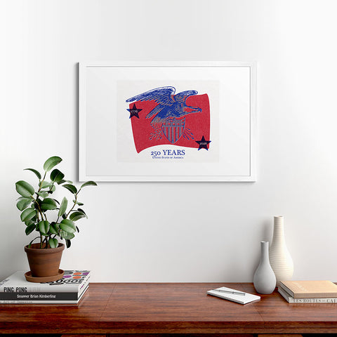 DENY Designs Vintage Eagle Shield Framed Art Print