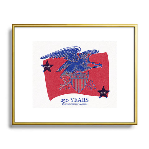DENY Designs Vintage Eagle Shield Metal Framed Art Print