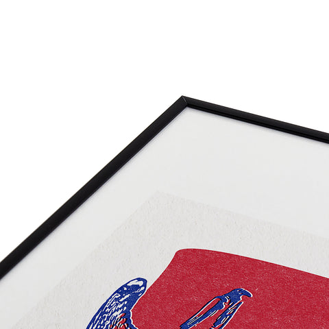 DENY Designs Vintage Eagle Shield Metal Framed Art Print