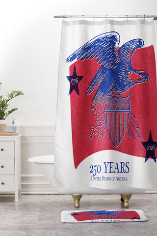 DENY Designs Vintage Eagle Shield Shower Curtain And Mat
