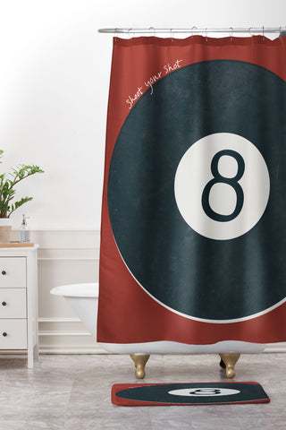 DENY Designs Vintage Games 8ball Shower Curtain And Mat