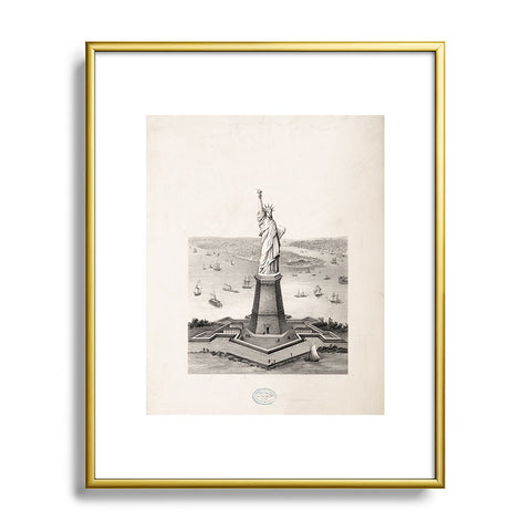 DENY Designs Vintage Lady Liberty Metal Framed Art Print