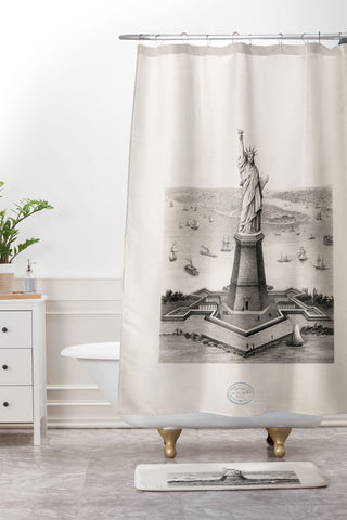 DENY Designs Vintage Lady Liberty Shower Curtain And Mat