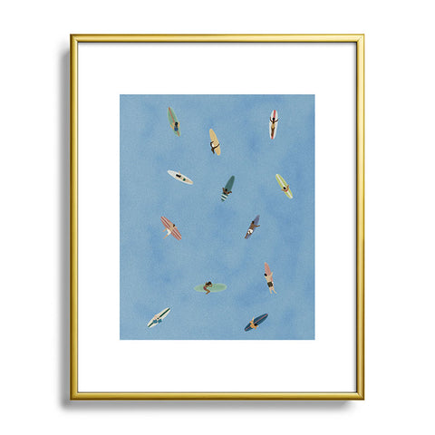 DENY Designs waiting wading surfers Metal Framed Art Print